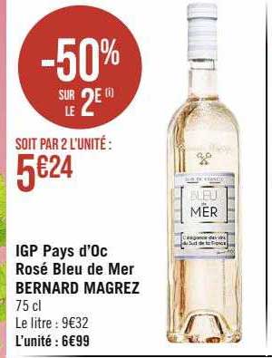igp pays d'oc rosé bleu de mer bernard magrez