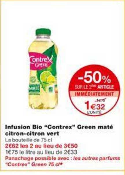 infusion bio "contrex" green maté citron-citron vert