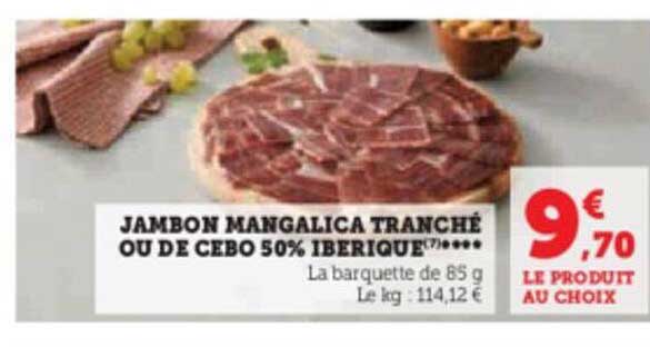 jambon mangalica tranché ou de cebo 50% ibérique