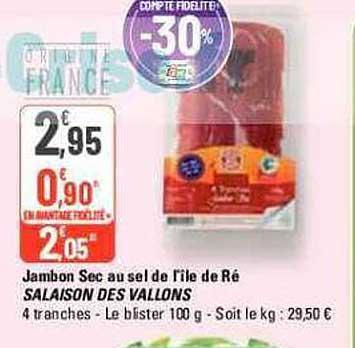 jambon sec au sel de l'île de ré salaison des vallons