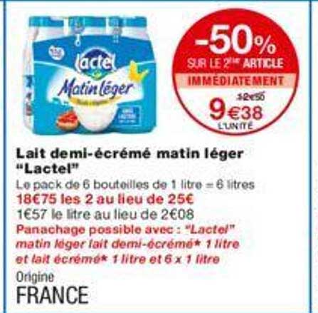 lait demi-écrémé matin léger "lactel"