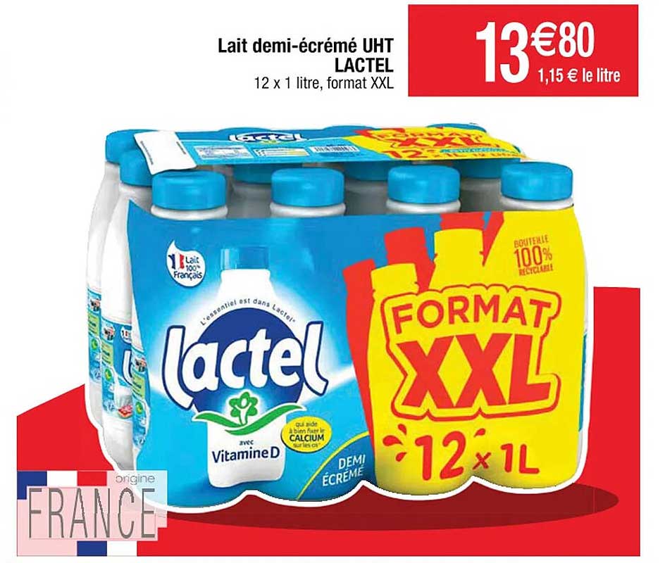 Lait Demi-écrémé Uht Lactel