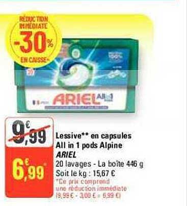 lessive en capsules all in 1 pods alpine ariel