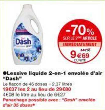 lessive liquide 2-en-1 envolée d'air "dash"