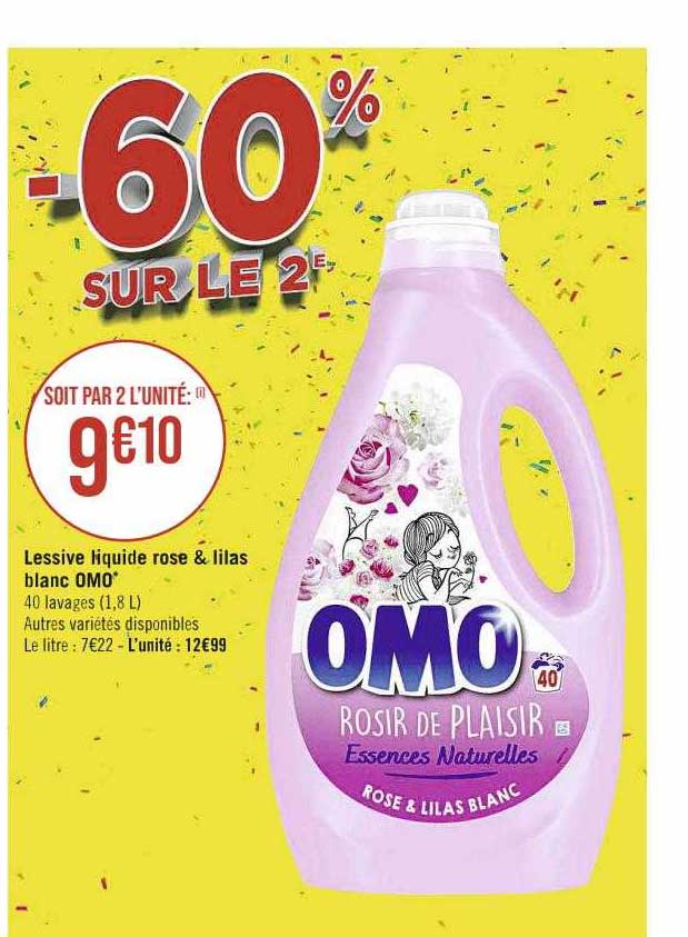 Lessive Liquide Rose & Lilas Blanc Omo