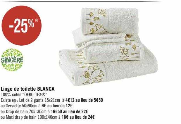 linge de toilette blanca sincère