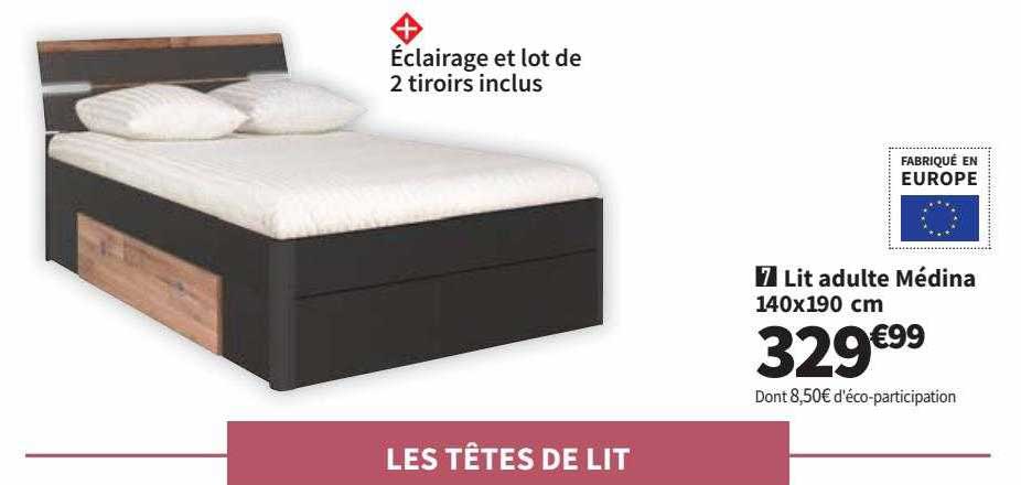 Lit Adulte Médina 140x190 Cm