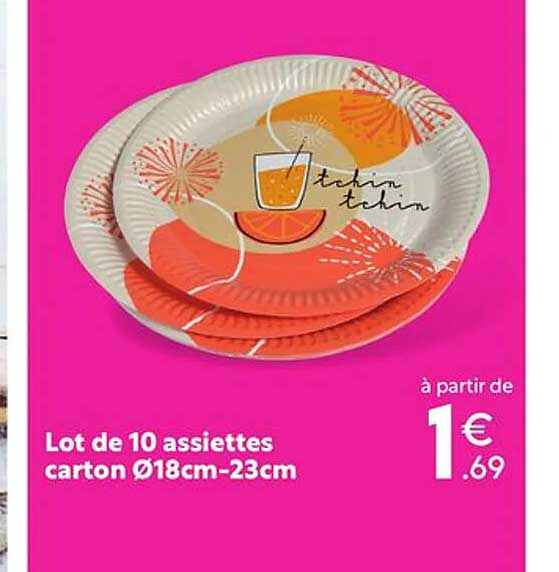 lot de 10 assiettes carton ø18 cm - 23 cm