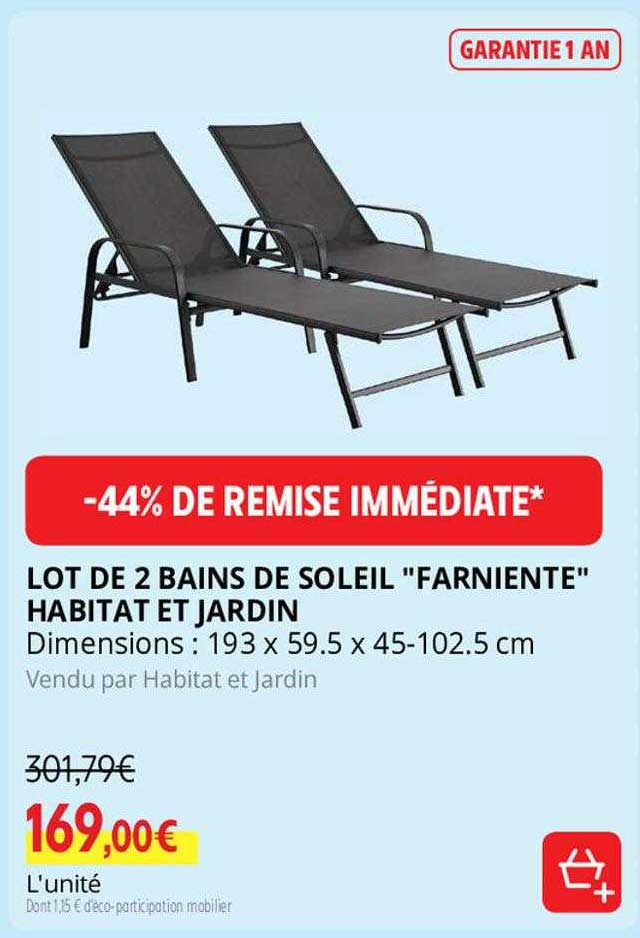 lot de 2 bains de soleil "farniente" habitat et jardin