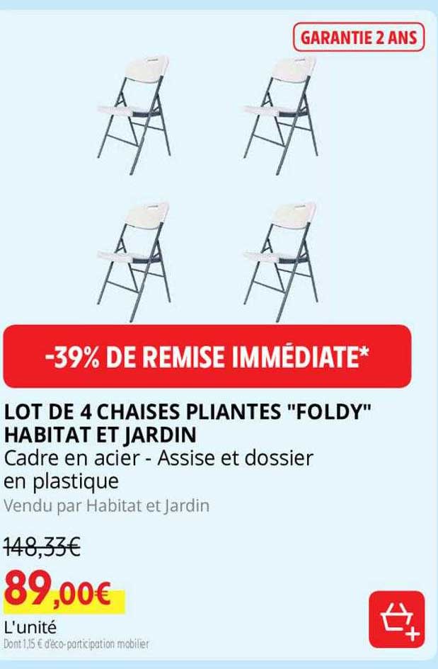 Lot De 4 Chaises Pliantes "foldy" Habitat Et Jardin
