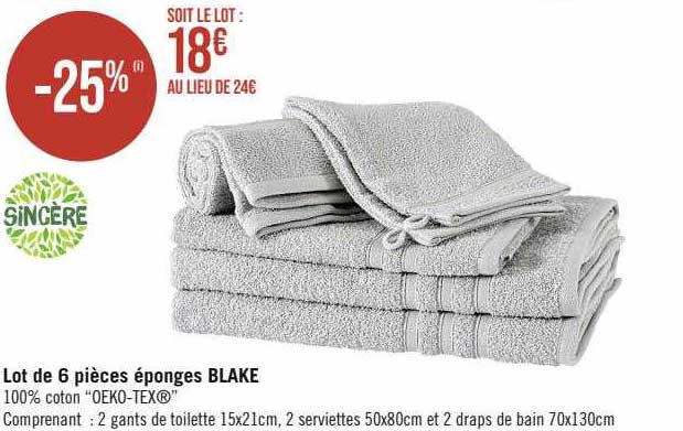 lot de 6 pièces éponges blake sincère