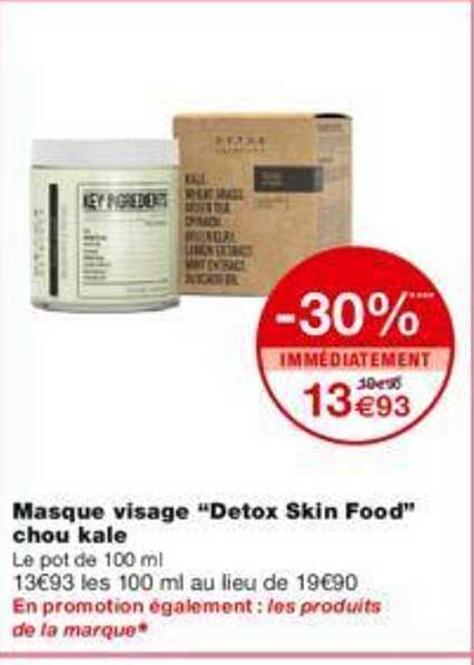masque visage "detox skin food" chou kale