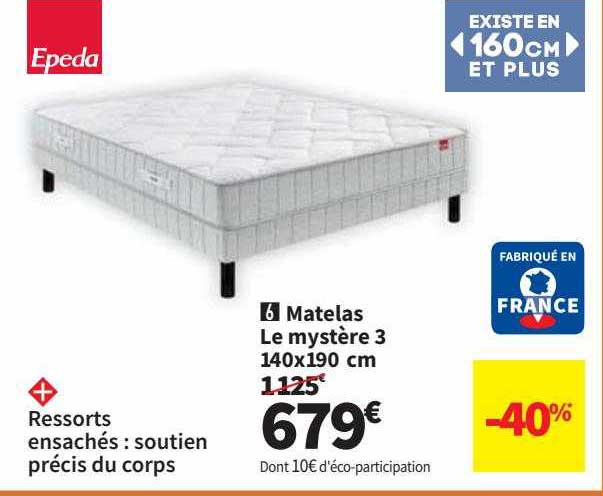 matelas le mystère 3 140x190 cm epeda