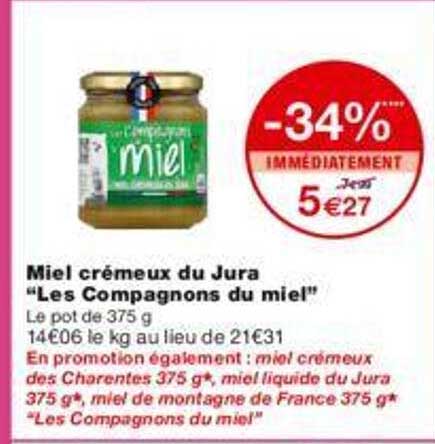 miel crémeux du jura "les compagnons du miel"