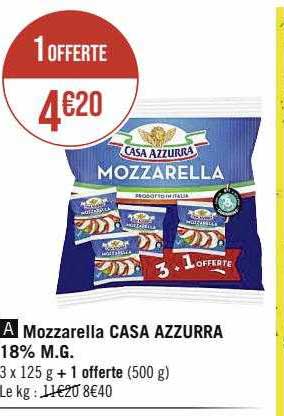 mozzarella casa azzurra 18% m.g.