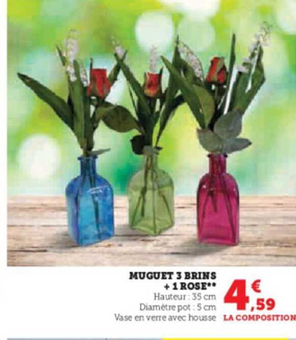 muguet 3 brins + 1 rose