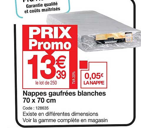 nappes gaufrées blanches 70 x 70 cm