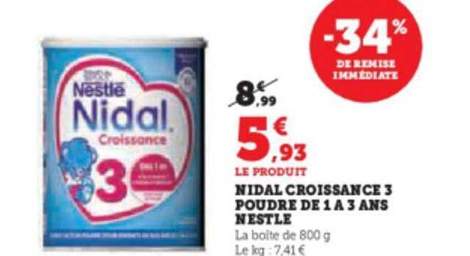 nidal croissance 3 poudre de 1 à 3 ans nestlé