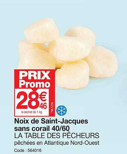 noix de saint-jacques sans corail 40-60 la table des pêcheurs