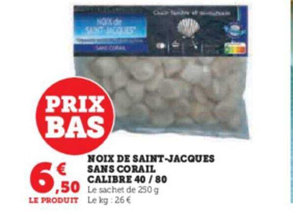 noix de saint-jacques sans corail calibre 40-80