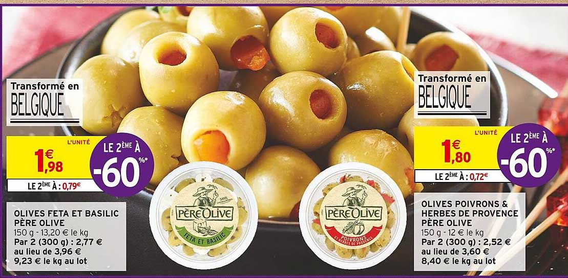 olives feta et basilic père olive, olives poivrons & herbes de provence père olive