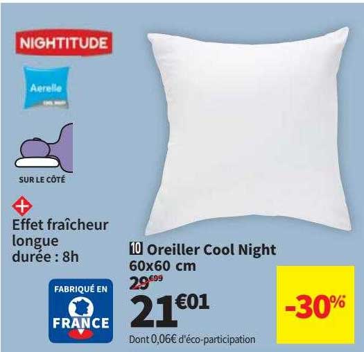 oreiller cool night 60x60 cm