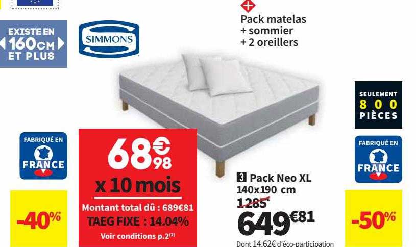pack neo xl 140x190 cm simmons