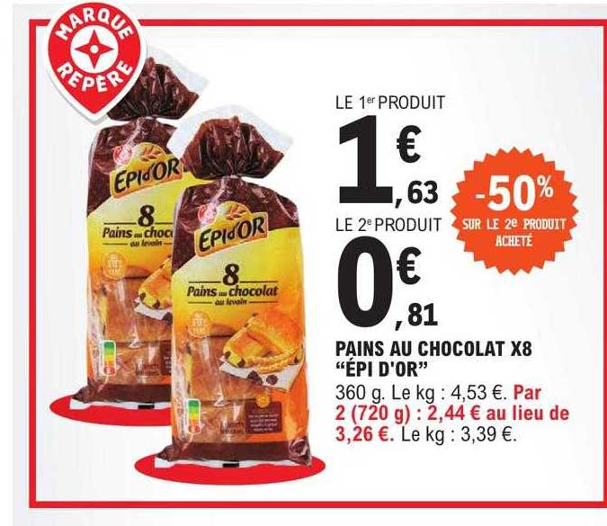 pains au chocolat x8 "épi d'or" -50% sur le 2e produit acheté