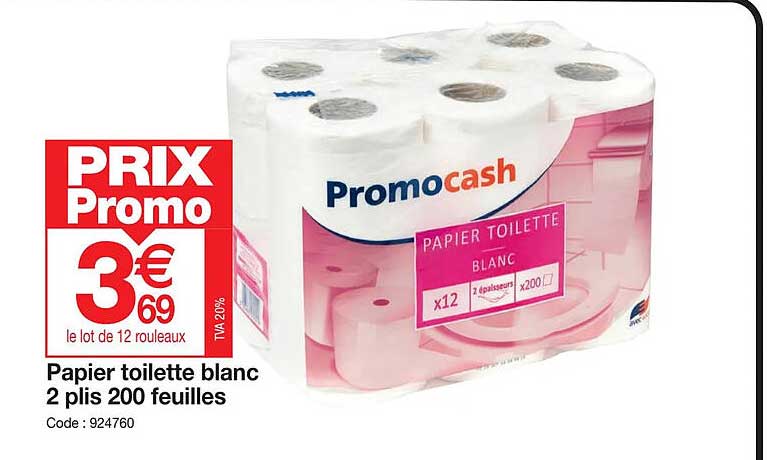 papier toilette blanc 2 plis 200 feuilles