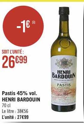 pastis 45% vol henri bardouin