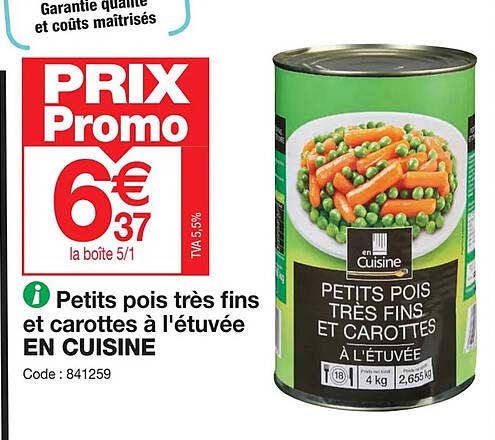 petits pois très fins et carottes à l'étuvée en cuisine