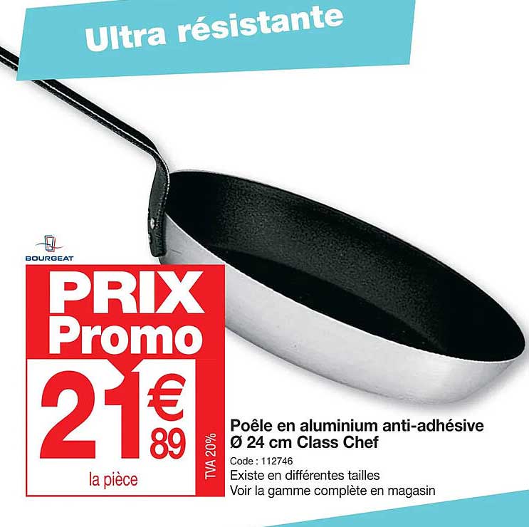 poêle en aluminium anti-adhésive ø24 cm class chef