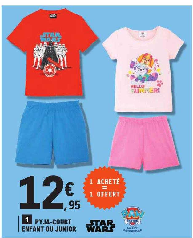 pyja-court enfant ou junior star wars paw patrol