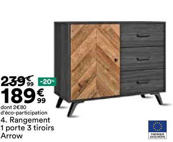 rangement 1 porte 3 tiroirs arrow