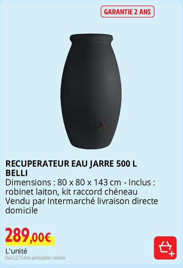 récupérateur eau jarre 500l belli