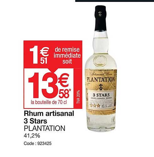 rhum artisanal 3 stars plantation