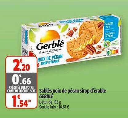 sablés noix de pécan sirop d'érable gerblé