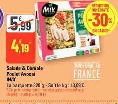 Salade & Céréale Poulet Avocat Mix