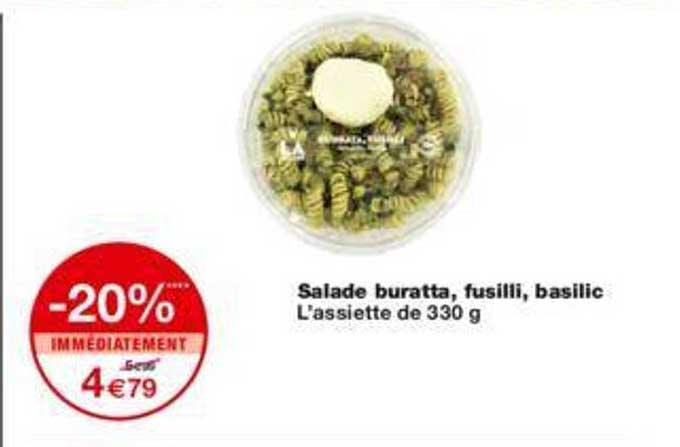 Salade Buratta, Fusilli, Basilic