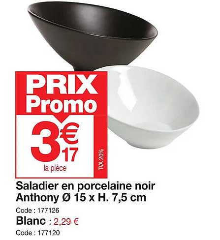 saladier en porcelaine noir anthony ø15 x h. 7,5 cm