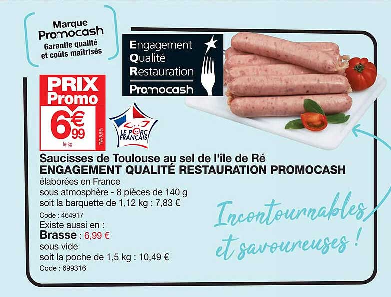 saucisses de toulouse au sel de l'île de ré engagement qualité restauration promocash