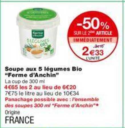 soupe aux 5 légumes bio "ferme d'anchin"