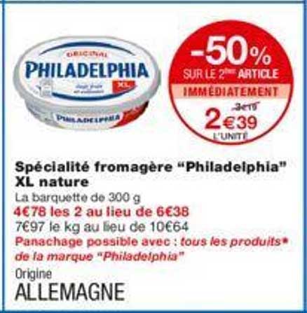 Spécialité Fromagère "philadelphia" Xl Nature