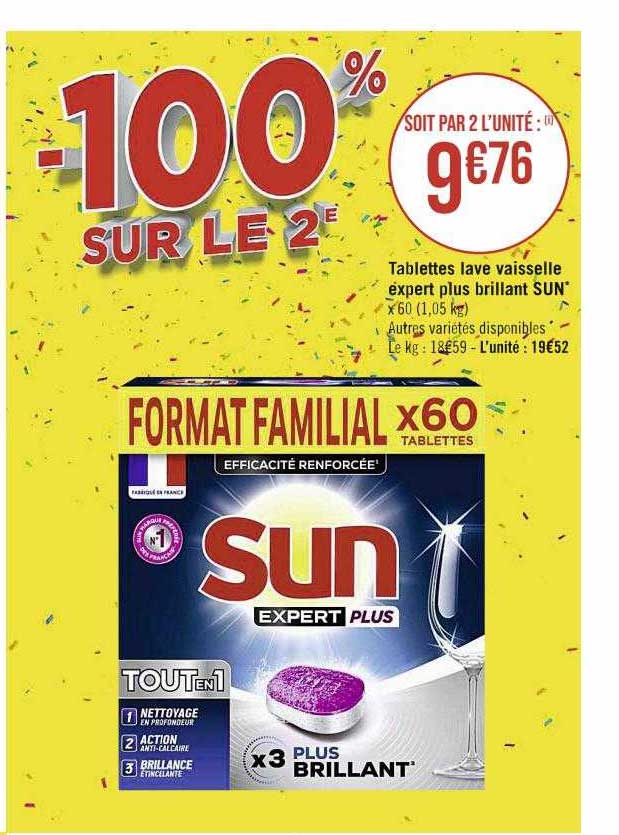 tablettes lave vaisselle expert plus brillant sun