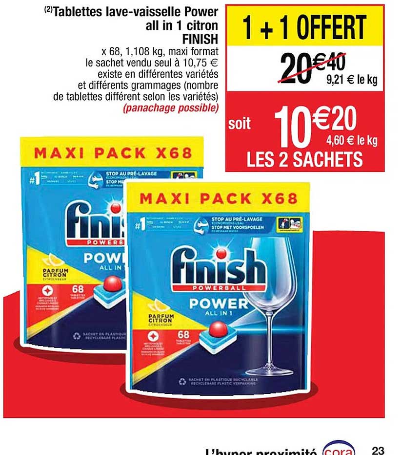 tablettes lave-vaisselle power all in 1 citron finish 1+1 offert