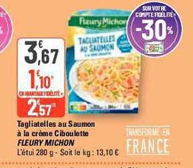 tagliatelles au saumon à la crème ciboulette fleury michon