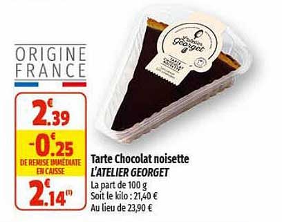 tarte chocolat noisette l'atelier georget
