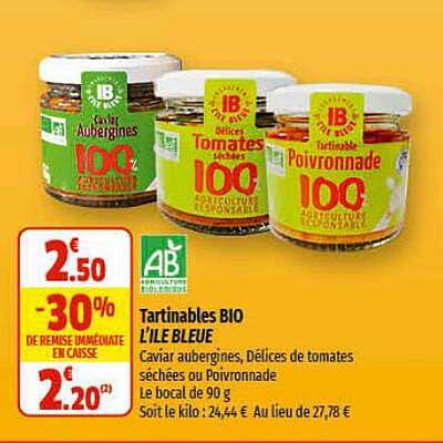tartinables bio l'île bleue