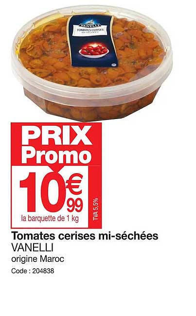 tomates cerises mi-séchées vanelli