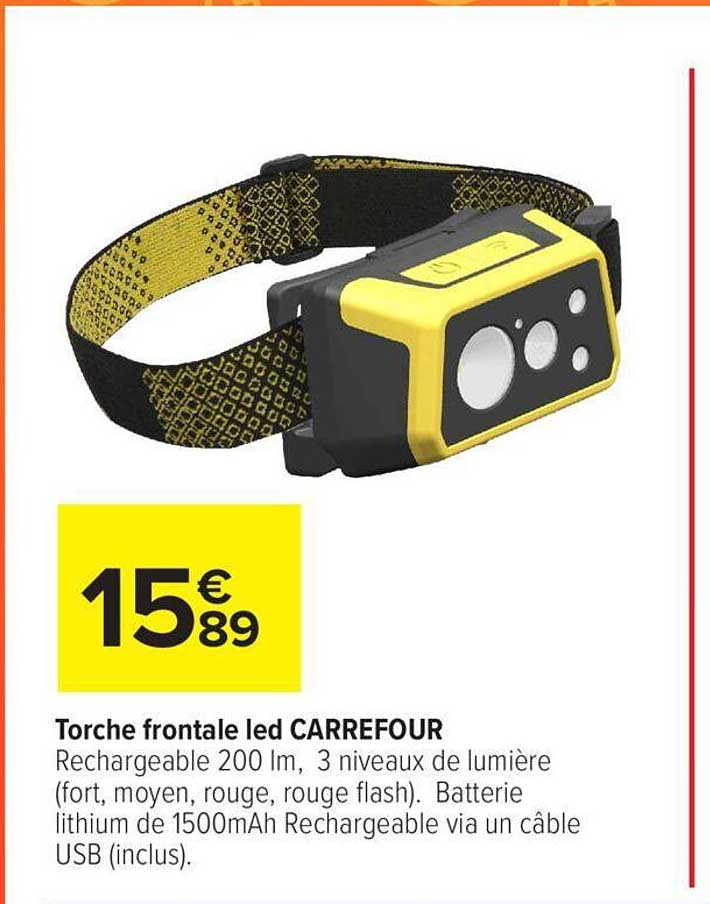 torche frontale led carrefour